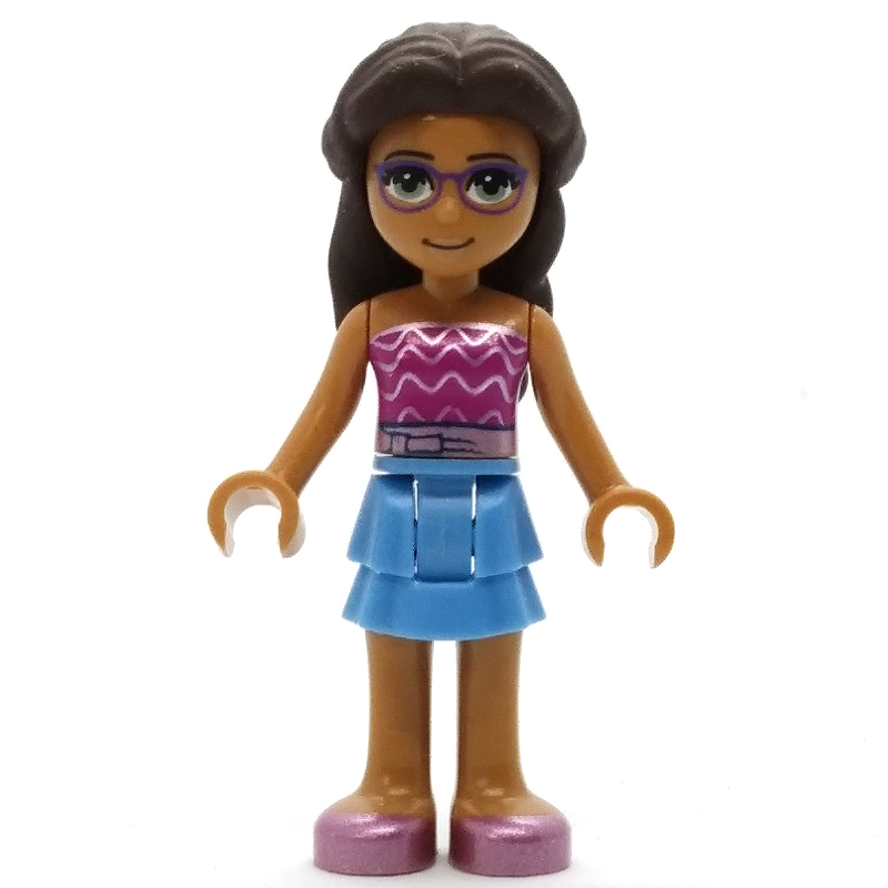 LEGO Layla - Magenta Top, Bright Light Blue Skirt, Dark Brown Hair (fig-012135)