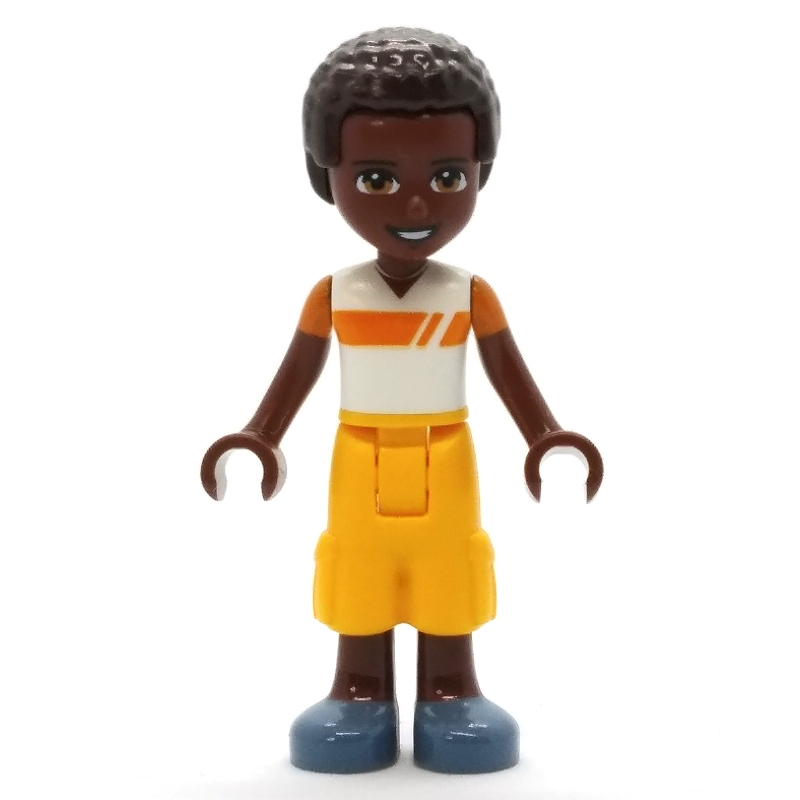 LEGO Elijah - White/Orange Shirt, Bright Light Orange Pants, Dark Brown Hair (fig-012137)