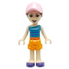 Harper - Dark Turquoise Top, Bright Light Orange Skirt, Pink Cap