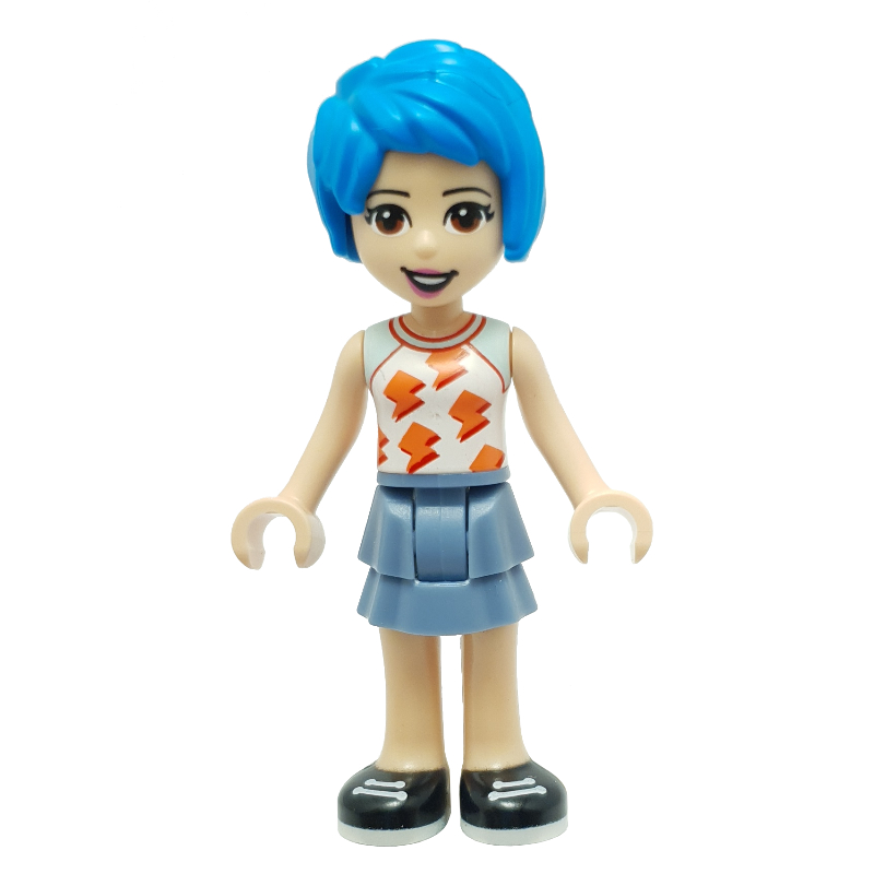 LEGO Evelyn - White Top, Sand Blue Skirt, Dark Azure Hair (fig-012141)