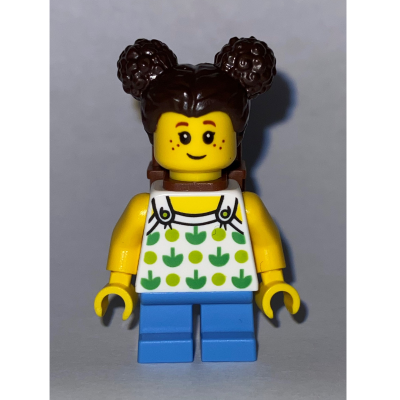 LEGO Kid - White Torso, Medium Blue Legs, Dark Brown Hair, Backpack (fig-012147)