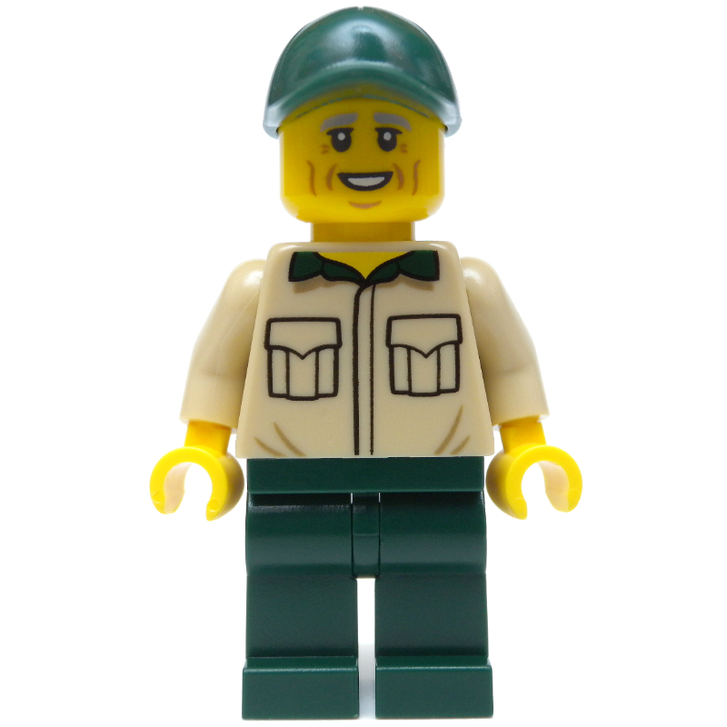 LEGO Man, Tan Shirt, Dark Green Legs and Cap (fig-012165)