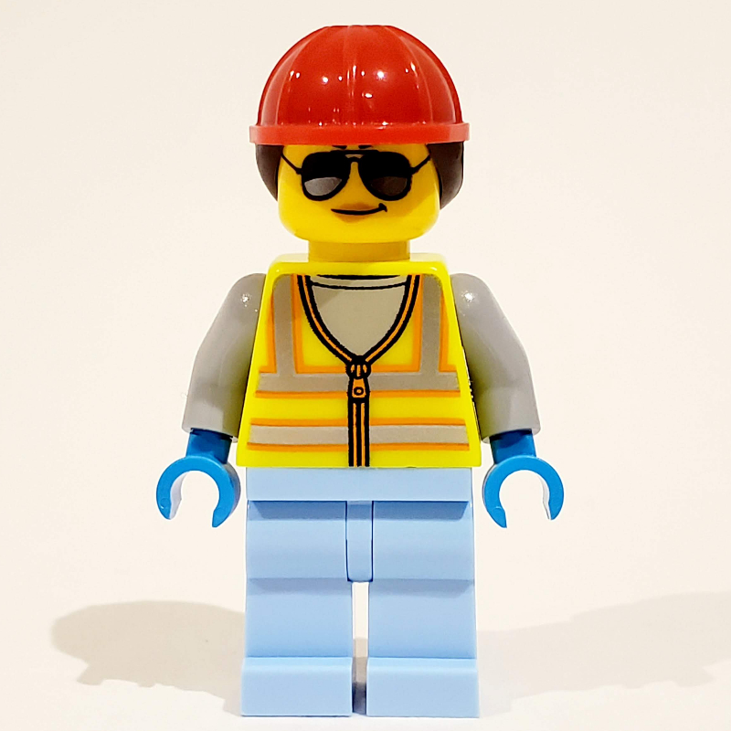 LEGO Woman, Vibrant Yellow Safety Vest, Red Hard Hat (fig-012172)