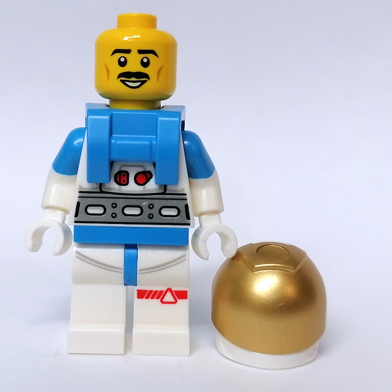 LEGO Astronaut, Male, White Suit, Gold Visor, Moustache (fig-012174)