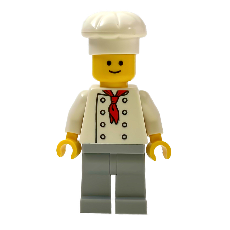 LEGO Chef, Red Neckerchief, Light Bluish Gray Legs, No Wrinkles (fig-012272)