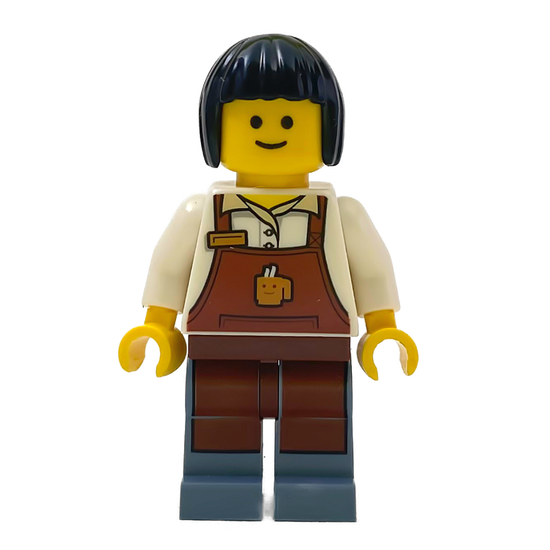 LEGO Barista, White Torso, Reddish Brown Apron, Sand Blue Legs (fig-012274)
