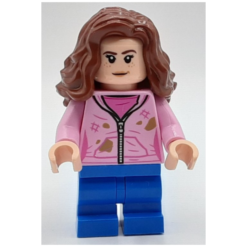 LEGO Hermione Granger, Bright Pink Hoodie over Dark Pink Shirt, Medium Legs, Smirk / Angry (fig-012316)