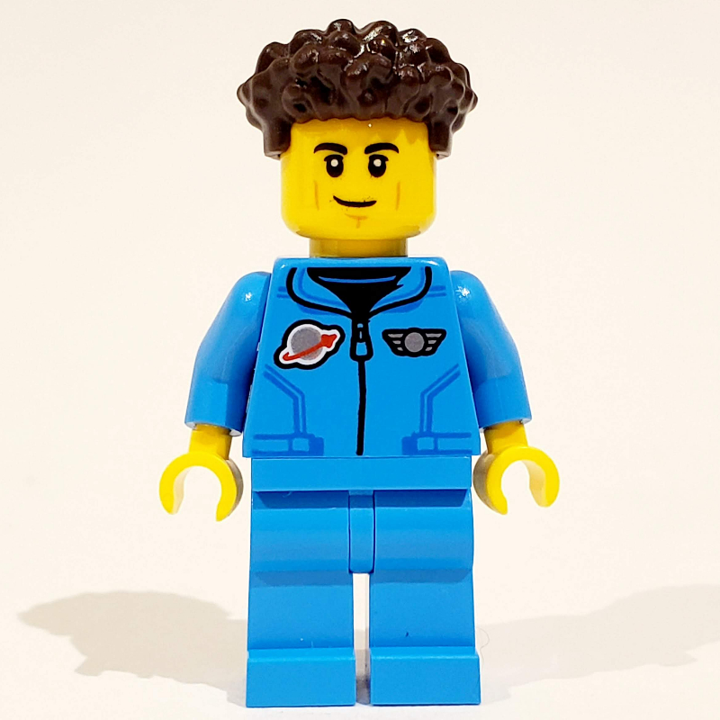 LEGO Astronaut, Dark Azure Jumpsuit, Dark Brown Hair (fig-012322)