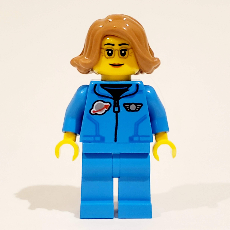 LEGO Astronaut, Dark Azure Jumpsuit, Medium Nougat Hair (fig-012323)