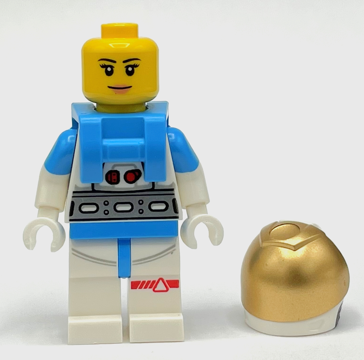LEGO Astronaut, White Spacesuit, Dark Azure Backpack, Gold Visor (fig-012324)
