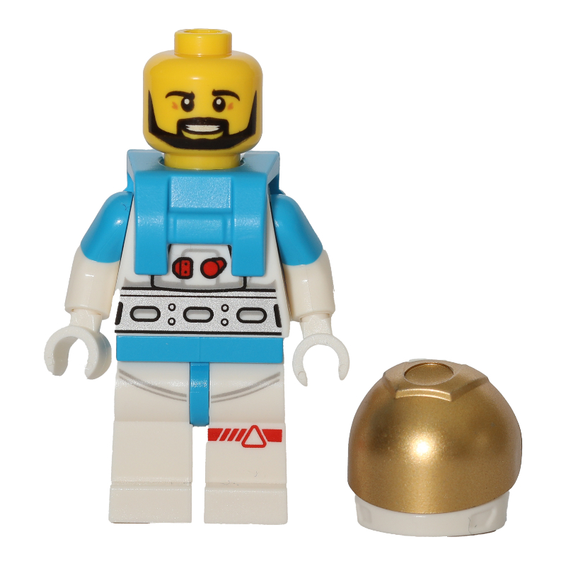 LEGO Astronaut, Male, White Suit, Gold Visor, Beard (fig-012327)