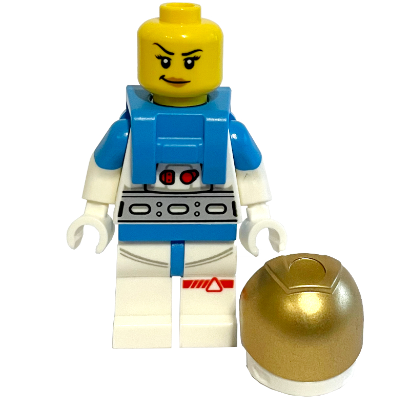 LEGO Astronaut, Female, White Suit, Gold Visor, Smirk (fig-012328)