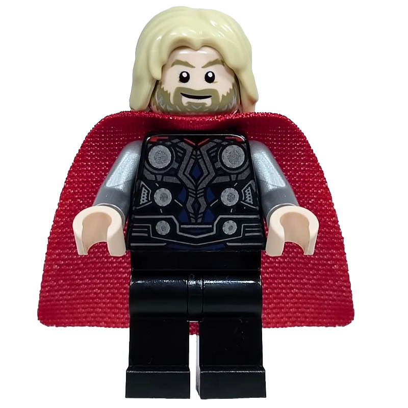 LEGO Thor, Tan Hair, Black Armor, Red Cape (fig-012329)