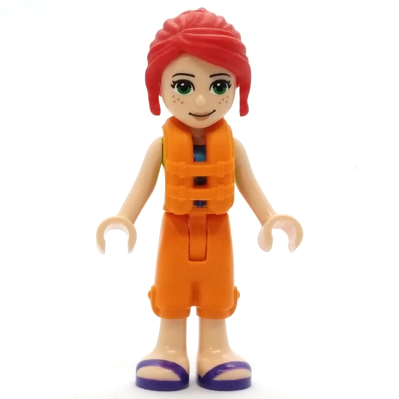 LEGO Mia - Lime Top, Orange Cropped Trousers, Orange Life Vest (fig-012350)