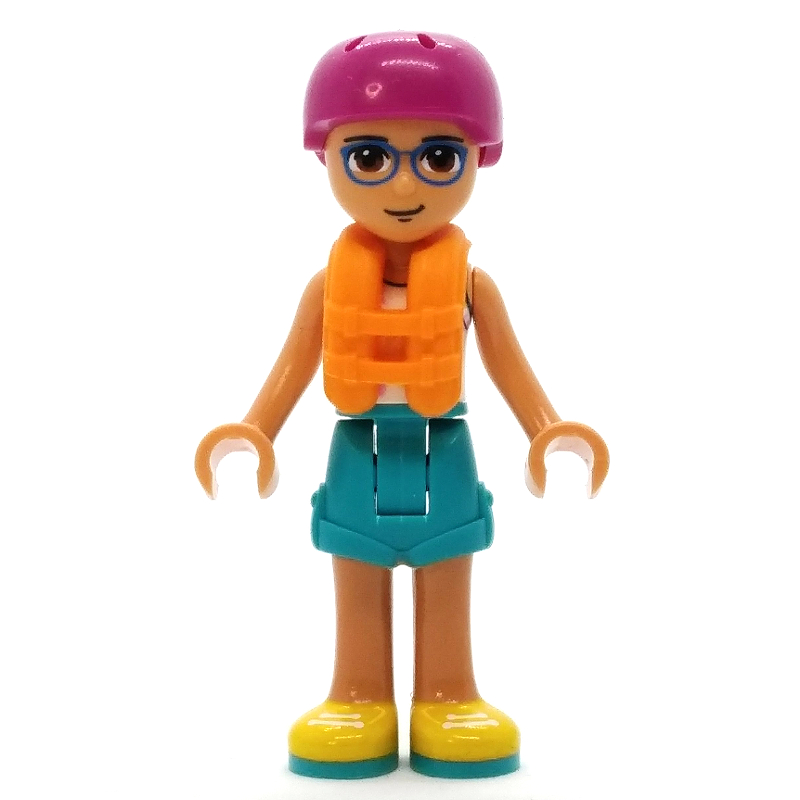 LEGO Sebastian - White Top, Dark Turquoise Shorts, Magenta Helmet, Orange Life Vest (fig-012351)