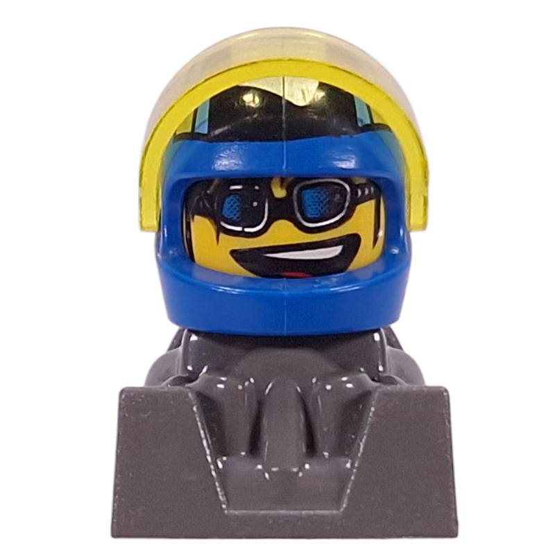 LEGO Racer - Blue Helmet, Trans-Yellow Visor, Dark Gray Body (fig-012454)