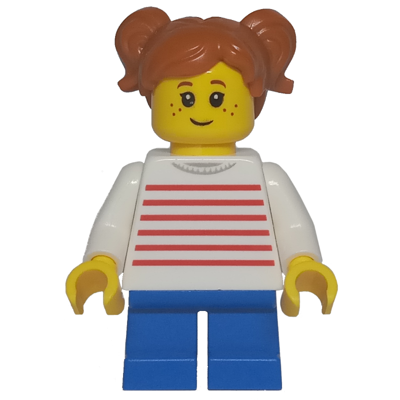 LEGO Kid - White Torso, Blue Legs, Dark Orange Hair (fig-012510)