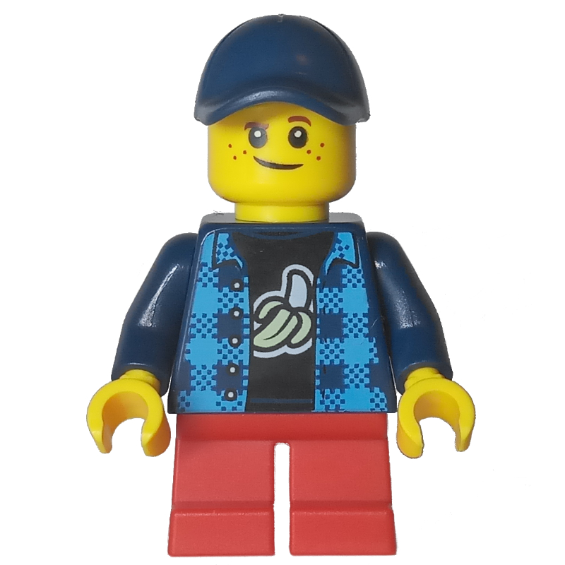 LEGO Kid - Dark Blue Torso, Red Legs, Dark Blue Cap (fig-012511)