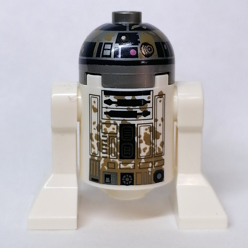 LEGO Astromech Droid, R2-D2, Flat Silver Dome, Mud Stains, Dual Sided Printed Body (fig-012565)