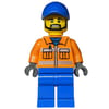 Worker - Orange Torso, Blue Legs, Blue Cap, Black Beard