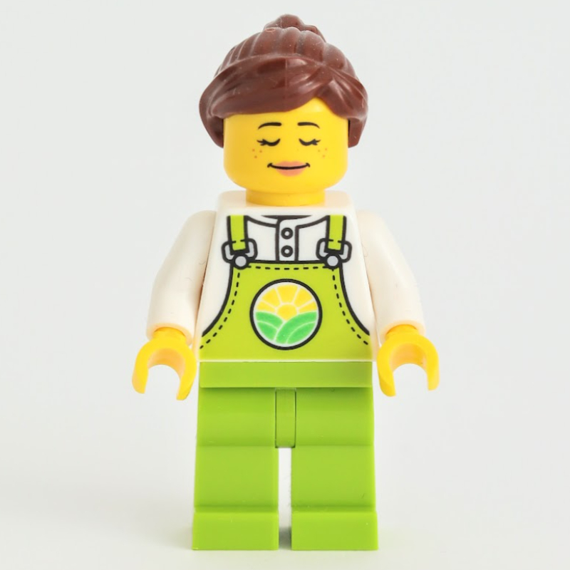 LEGO Farmer, Lime Overalls, Reddish Brown Ponytail (fig-012616)