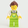 Farmer, Lime Overalls, Reddish Brown Ponytail