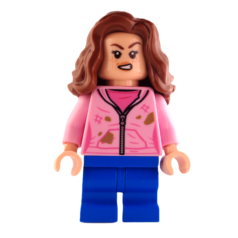 LEGO Hermione Granger, Bright Pink Hoodie over Dark Pink Shirt, Medium Legs, Angry (fig-012708)