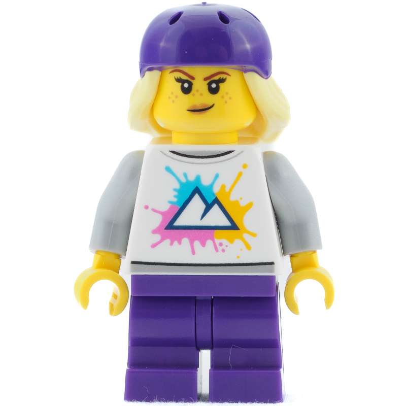 LEGO Woman, Dark Purple Medium Legs and Bike Helmet (fig-012761)