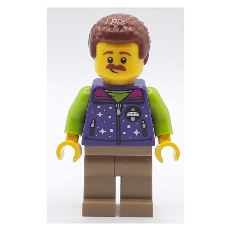 LEGO Man, Dark Purple Jacket, Lime Alien Hat (fig-012763)