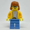 Woman, Bright Light Orange Torso, Medium Blue Legs, Long Dark Orange Hair