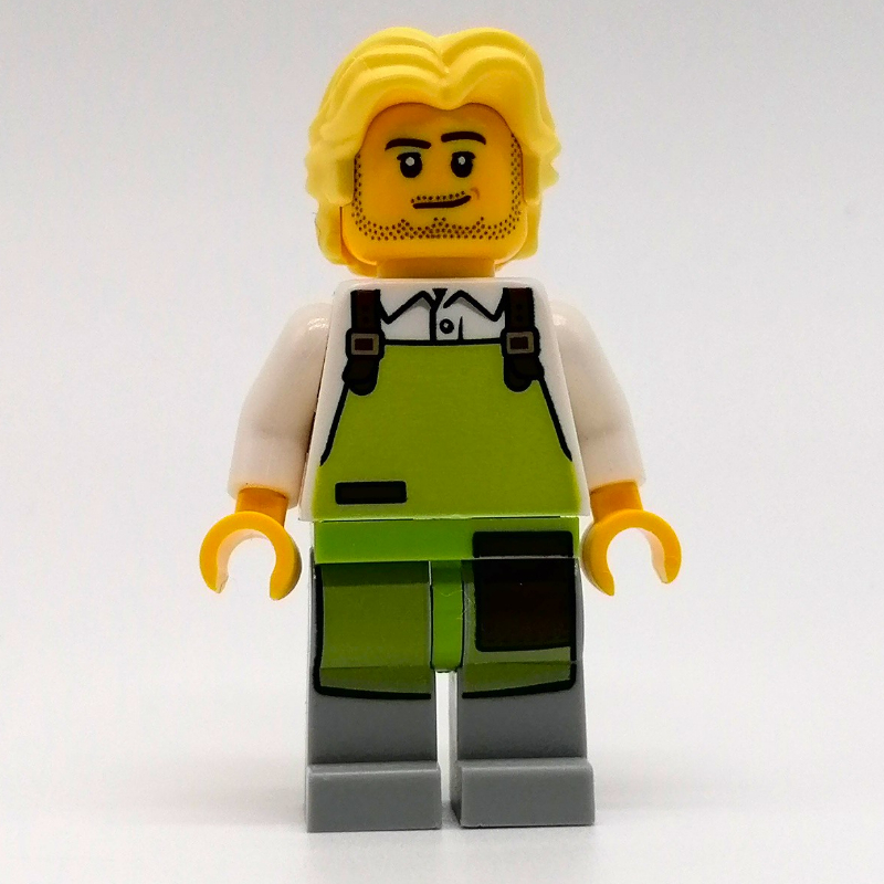 LEGO Man, Lime Apron, Bright Light Yellow Hair (fig-012773)