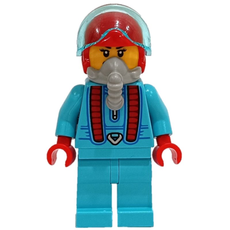 LEGO Stunt Rider, Medium Azure Jumpsuit, Red Helmet (fig-012774)