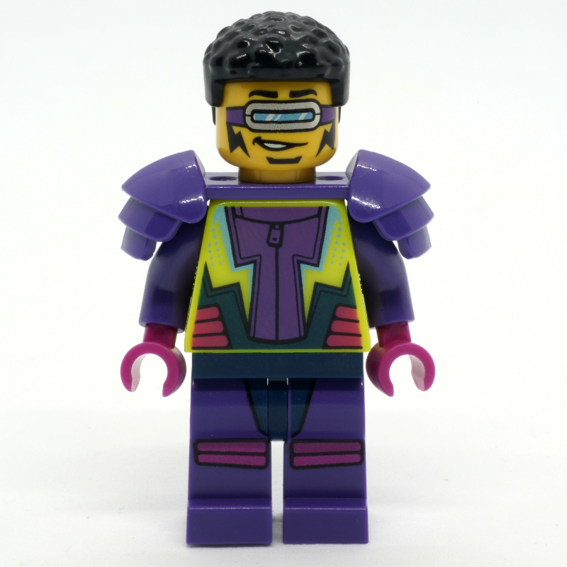 LEGO Stunt Rider, Vibrant Yellow and Dark Purple Jumpsuit, Visor (fig-012777)