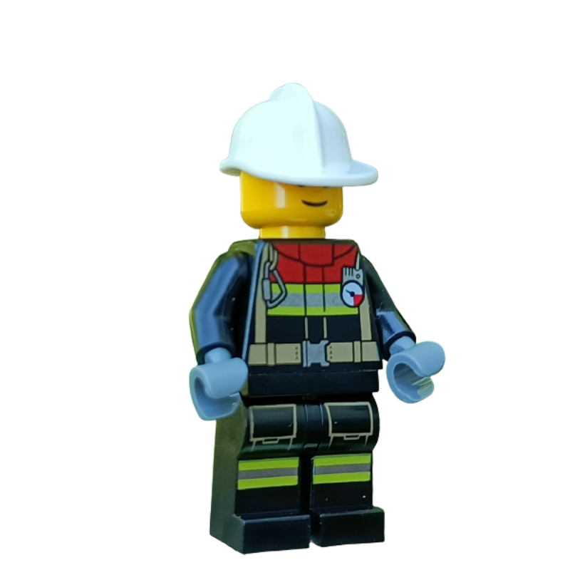 LEGO Firefighter - Black Suit, White Helmet (Freddy Fresh) (fig-012784)
