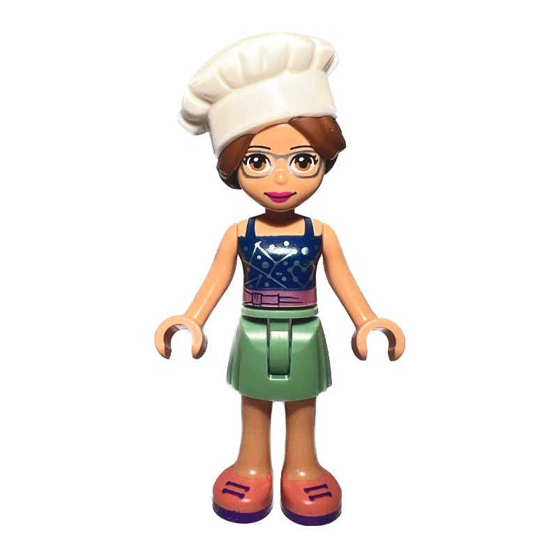 LEGO Olivia - Dark Blue Top, Sand Green Skirt, Chef's Hat (fig-012795)