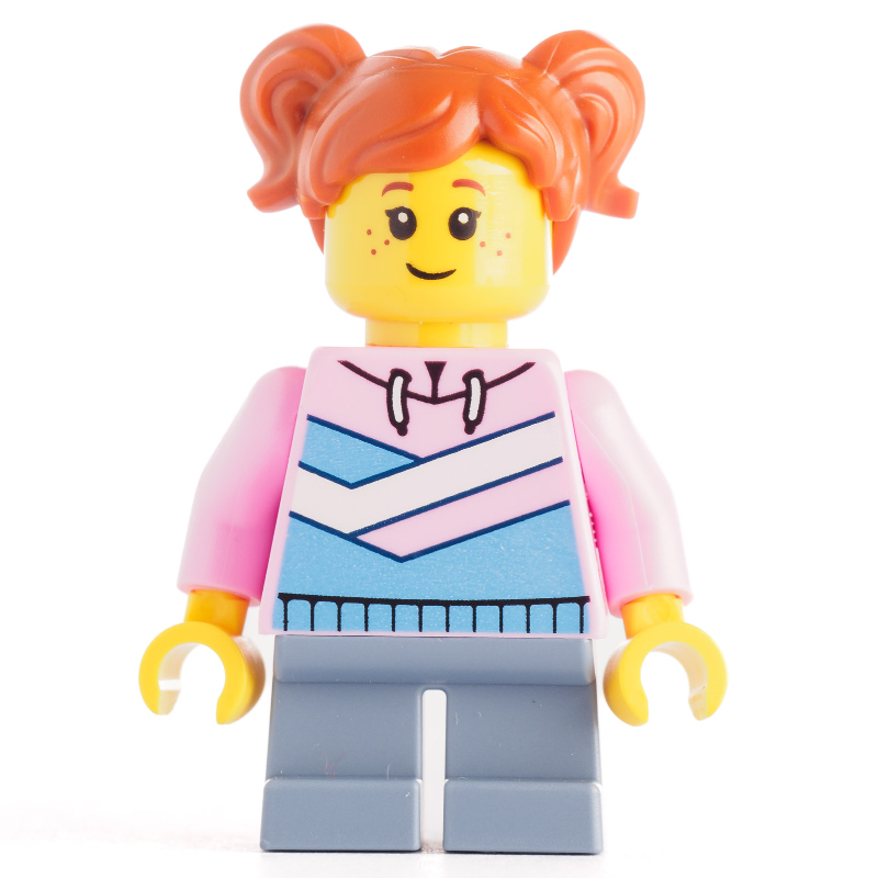 LEGO Girl, Bright Pink Hoodie, Short Sand Blue Legs (fig-012799)