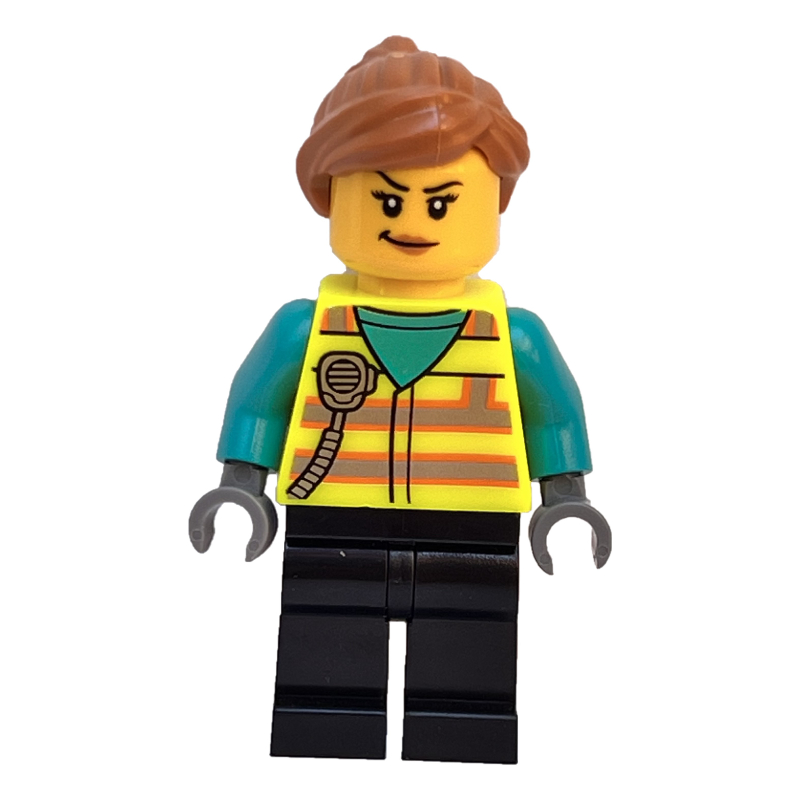 LEGO Woman, Vibrant Yellow Safety Vest, Black Legs (fig-012803)