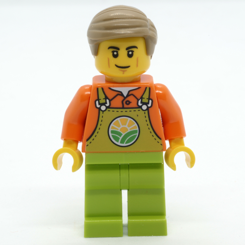 LEGO Farmer, Lime Overalls, Dark Tan Hair (fig-012805)
