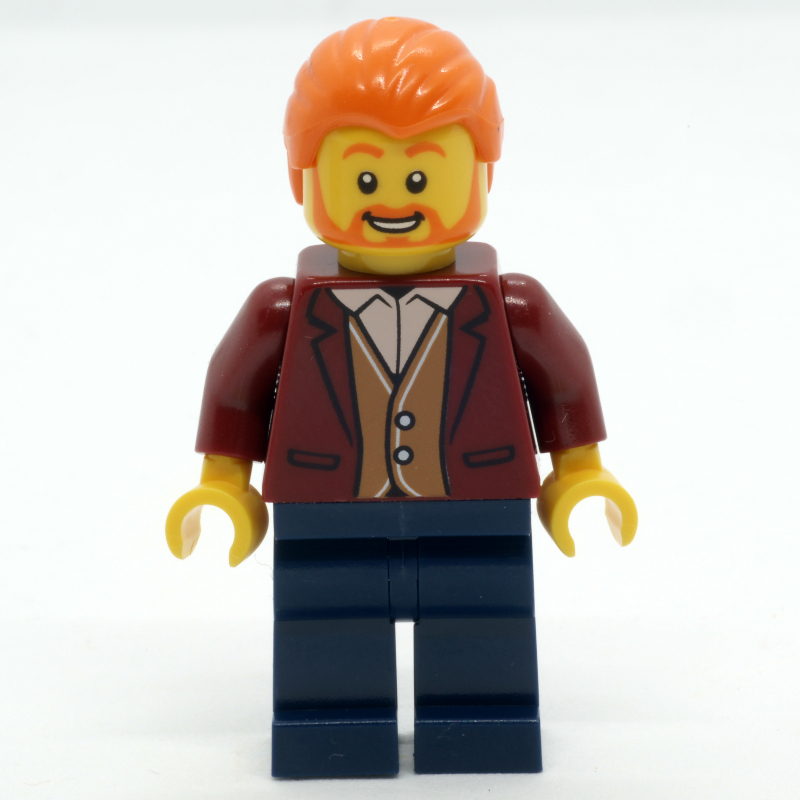 LEGO Man, Dark Red Jacket, Dark Blue Legs, Orange Hair (fig-012807)