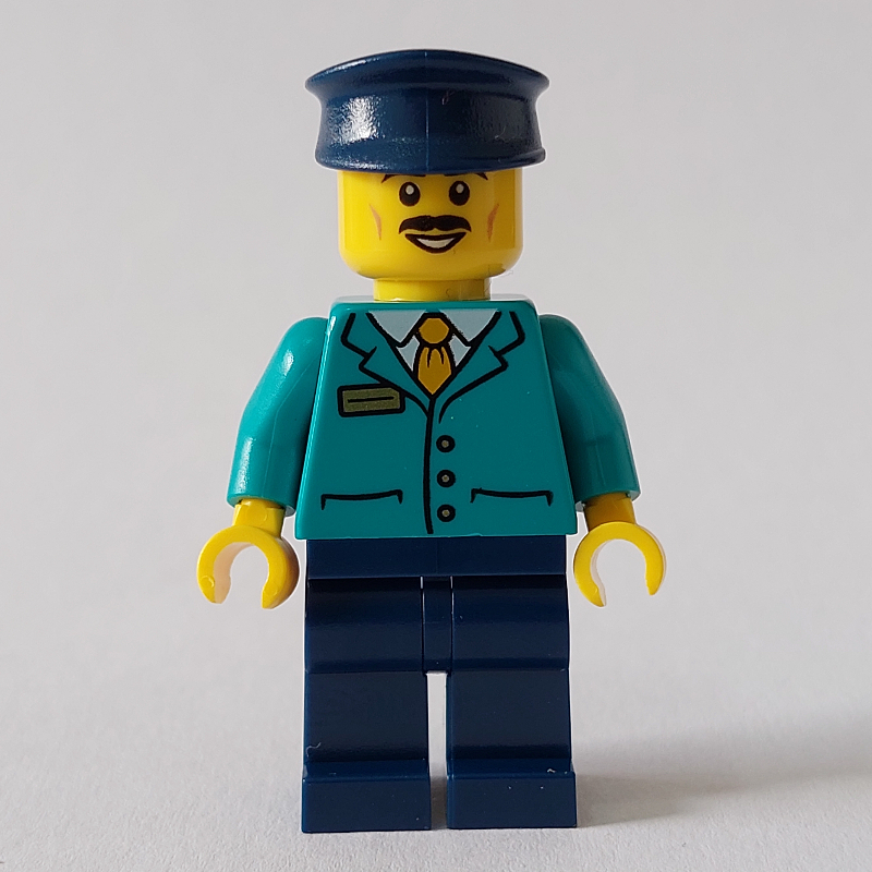 LEGO Train Driver, Dark Turquoise Jacket, Dark Blue Hat (fig-012808)