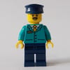 Train Driver, Dark Turquoise Jacket, Dark Blue Hat