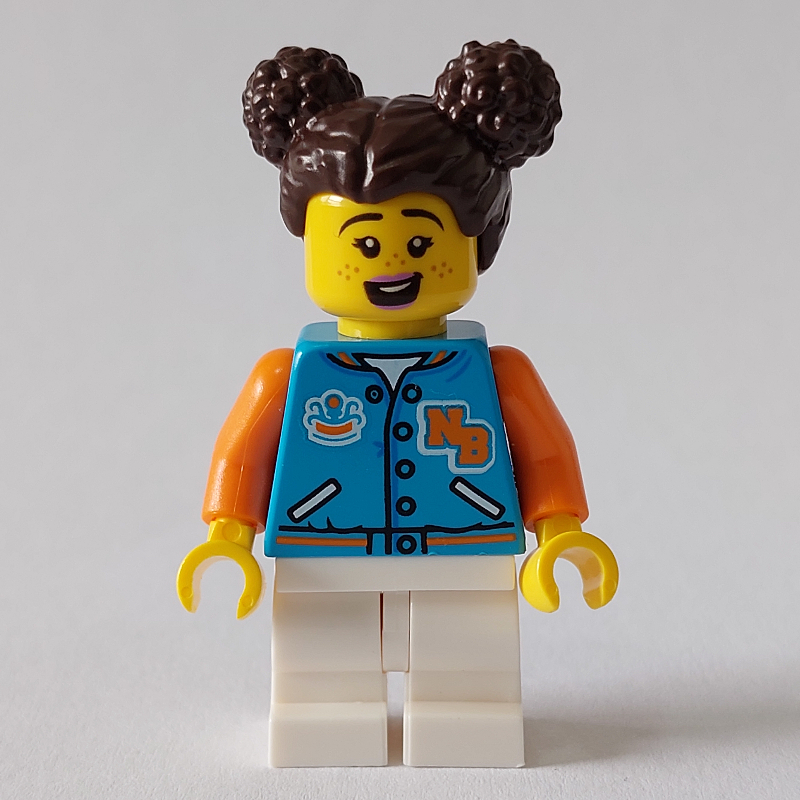 LEGO Girl, Dark Azure Letterman Jacket, Medium White Legs (fig-012812)