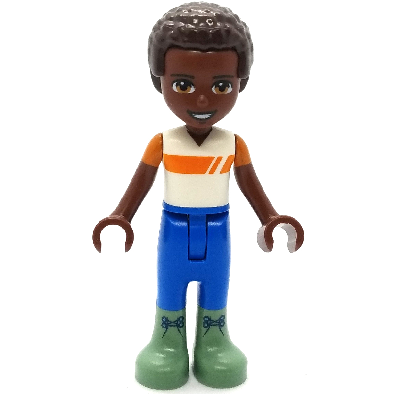 LEGO Elijah - White/Orange Shirt, Blue Pants, Dark Brown Hair (fig-012819)