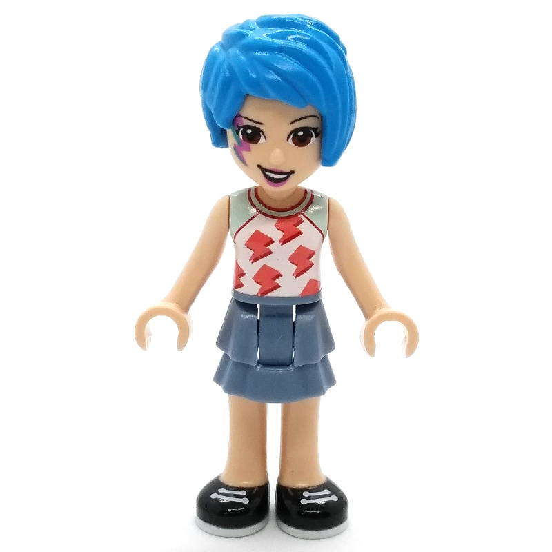 LEGO Evelyn - White Top, Sand Blue Skirt, Dark Azure Hair, Face Paint (fig-012842)