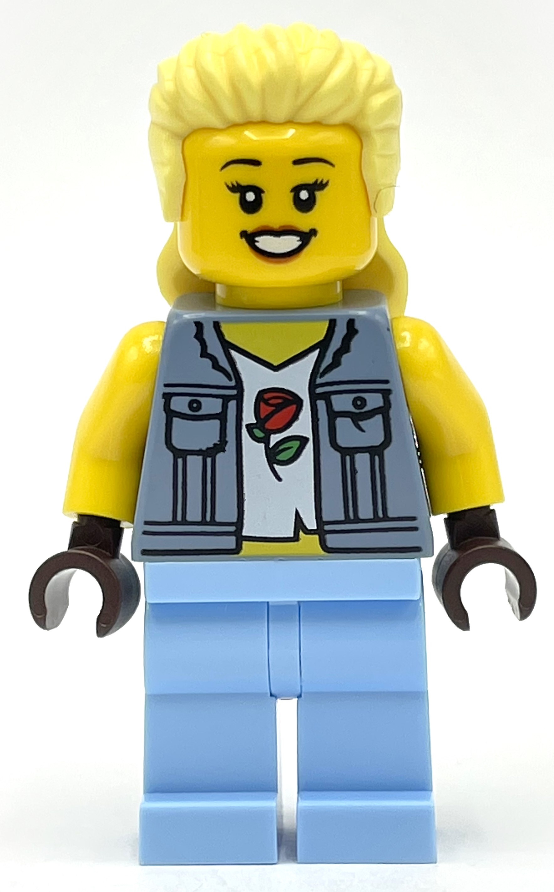 LEGO Sand Blue Torso, Bright Light Blue Legs, Bright Light Yellow Hair (fig-012847)