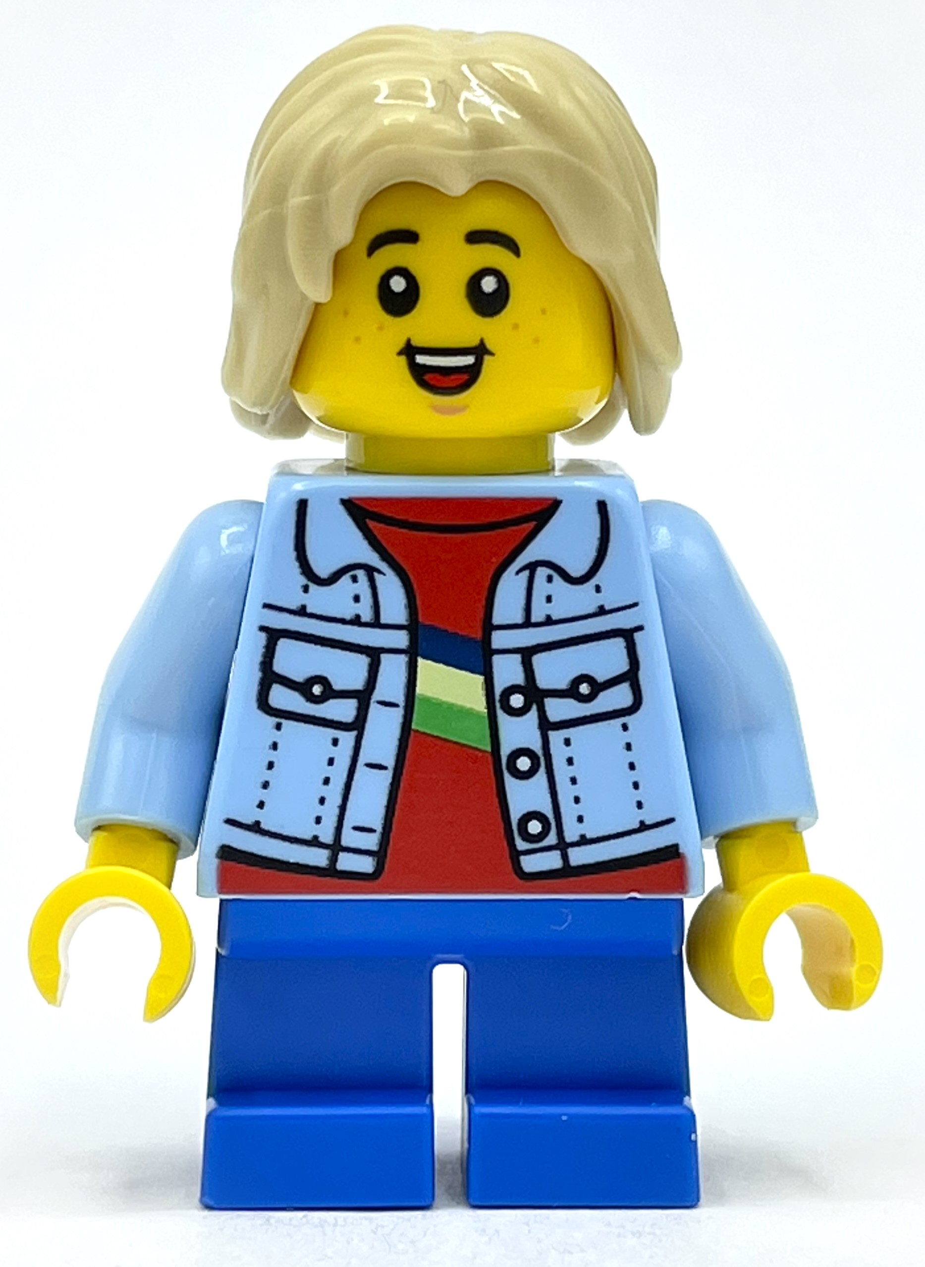 LEGO Kid - Bright Light Blue Torso, Blue Legs, Tan Hair (fig-012848)