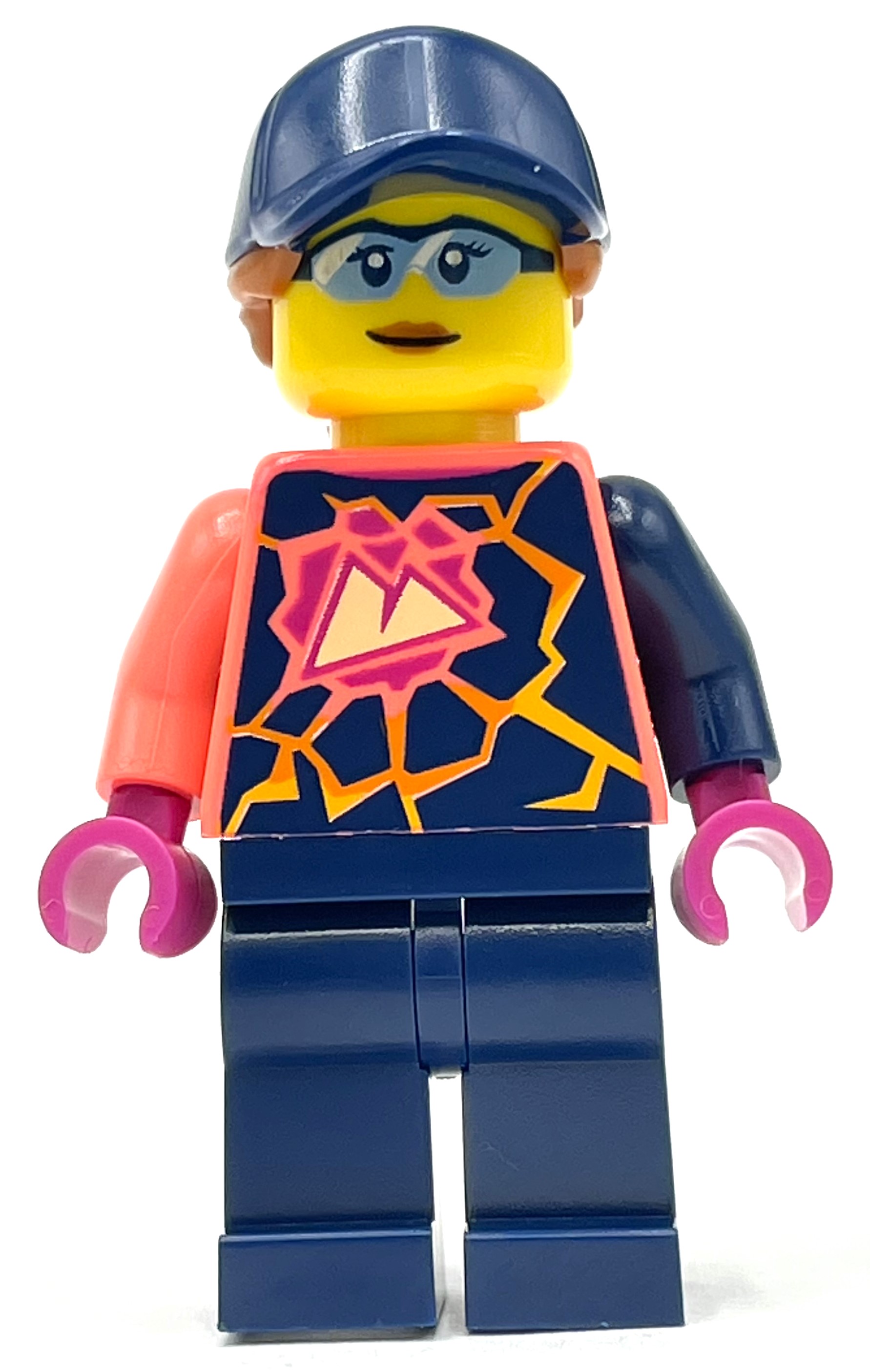 LEGO Coral Torso, Dark Blue Legs, Dark Blue Cap, Dark Orange Hair (fig-012849)