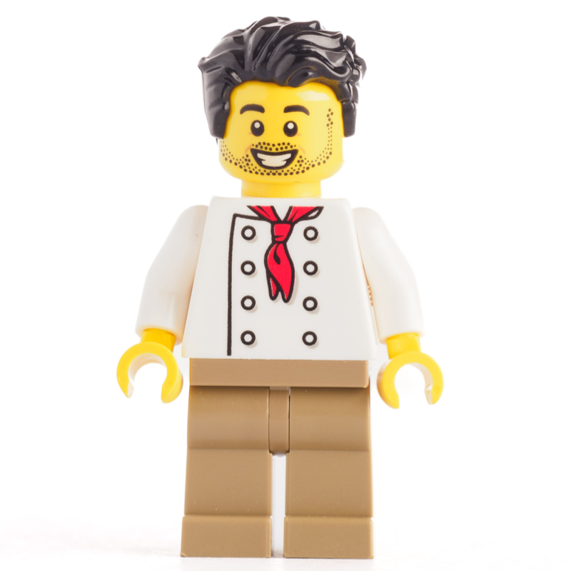 LEGO Chef - White Torso, Dark Tan Legs, Black Hair (fig-012865)