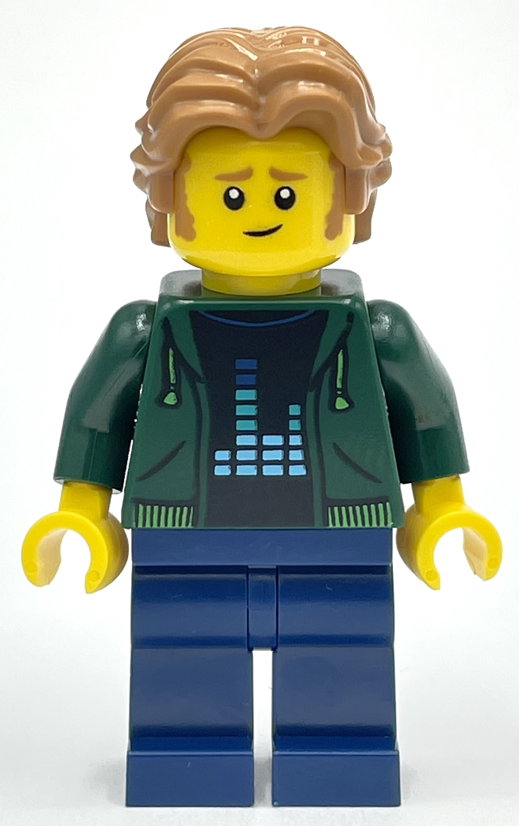LEGO Dark Green Torso, Dark Blue Legs, Medium Nougat Hair (fig-012870)
