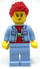 Bright Light Blue Torso and Legs, Red Hair